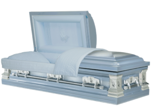 Blue and Silver Casket Praying Hands